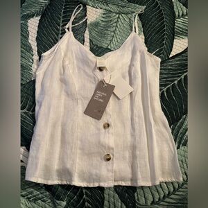 H&M Natural Linen Button-Up Camisole SZ XS